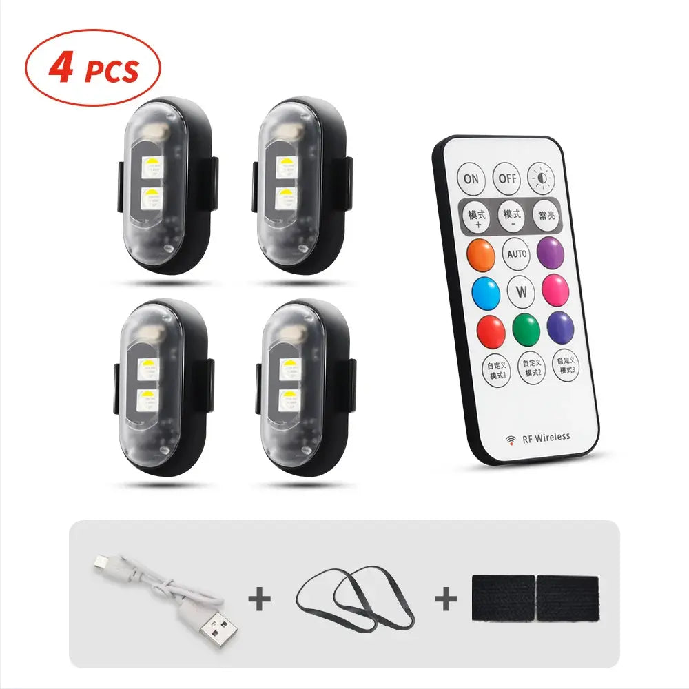 RGB LED Strobe Light Kit - Wireless Remote Multi-Mode Flashing For Night Riding Visibility & Safety Upgrade