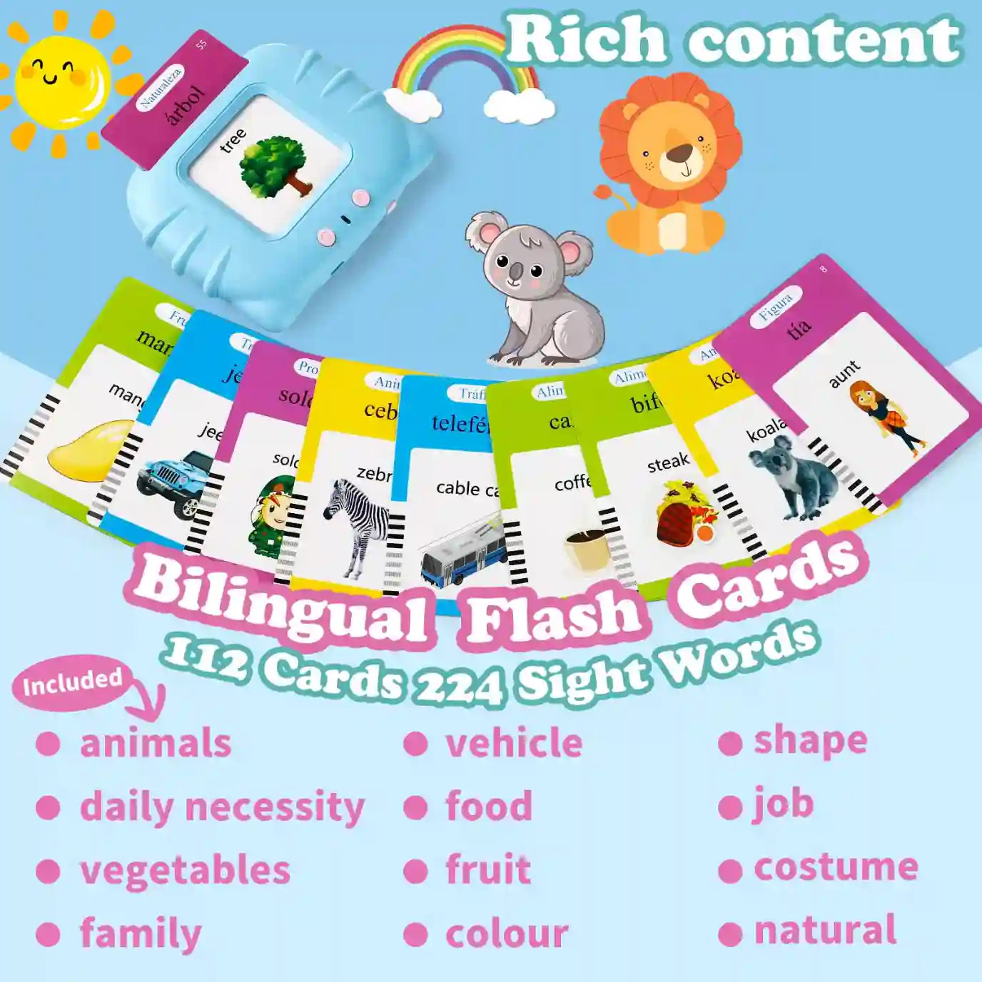 Talking Flash Cards Early Learning Toy — 224 Sight Words Audio