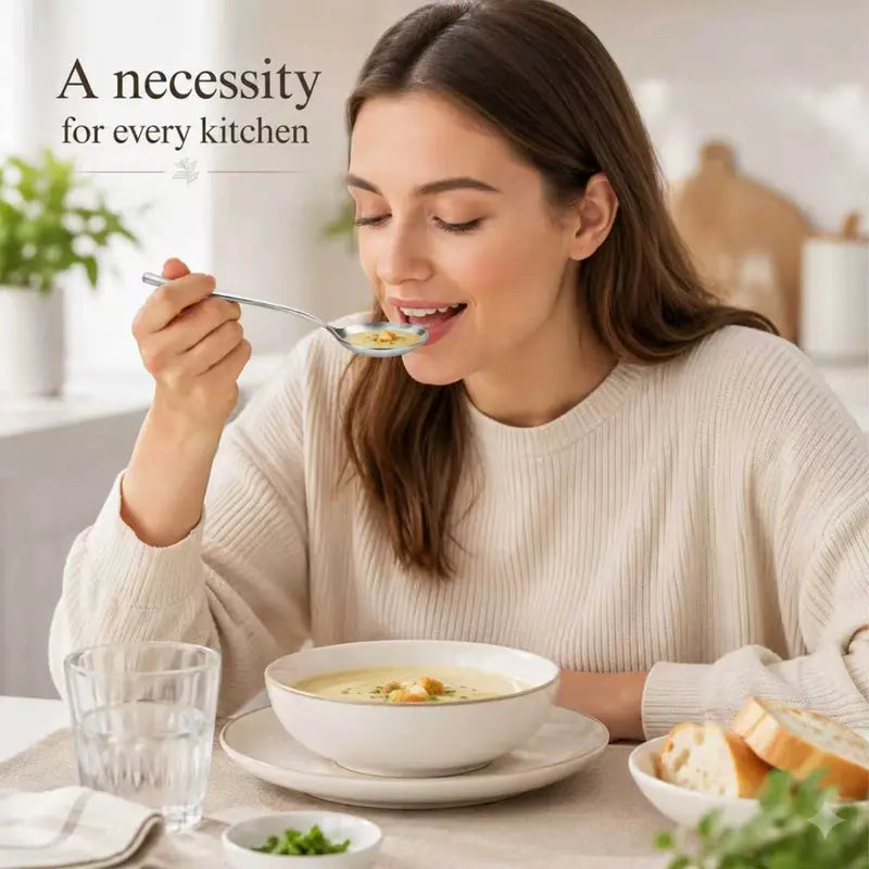 Stainless Steel Soup Spoon Set - Deep Round Bowl Design For Easier Everyday Meals