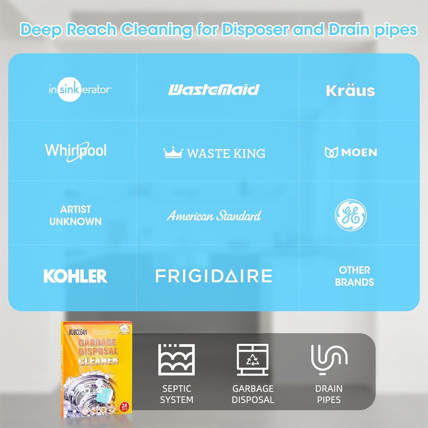 STOP GARBAGE DISPOSAL ODORS FOR UP TO 24 MONTHS