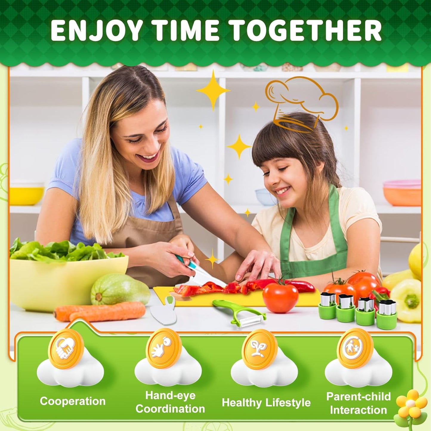 Empower Your Little Chef: 13-Piece Real Cooking Set for Kids