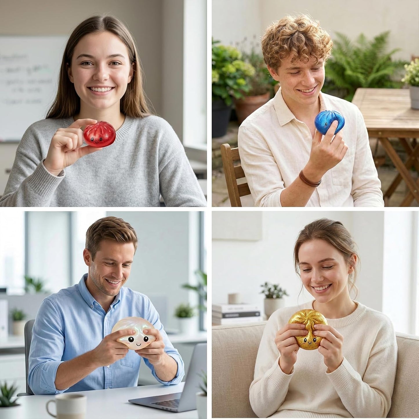 Cute Steamed Bun Squishy Toys — Safe Anti-Stress Venting Squeeze Balls with Steamer Container