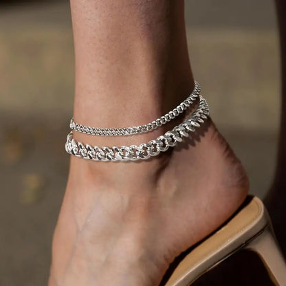 Chunky Chain Anklet - Layered Waterproof Design For Effortless Summer Style