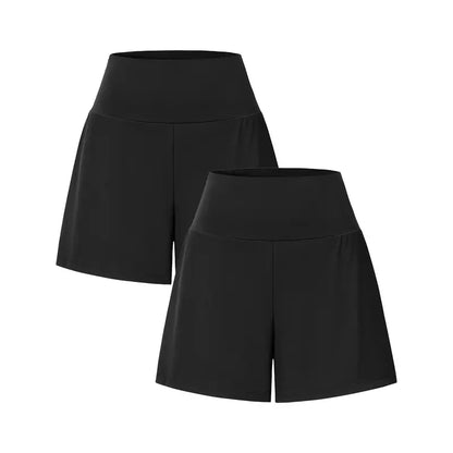 2-Piece High-Waisted Yoga Shorts Set - Sculpt Fit Design With Hidden & Back Pockets For Everyday Movement & Comfort