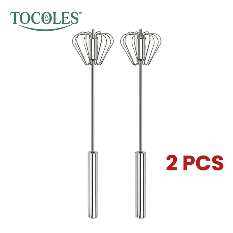 Hand-Push Rotary Whisk - Gear-Driven Stainless Steel Mixer For Fast, Effortless Frothing & Blending