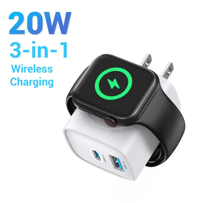 3-in-1 Apple Watch Charger - Built-In Magnetic Charging & 20W PD Power For A Cleaner Charging Setup