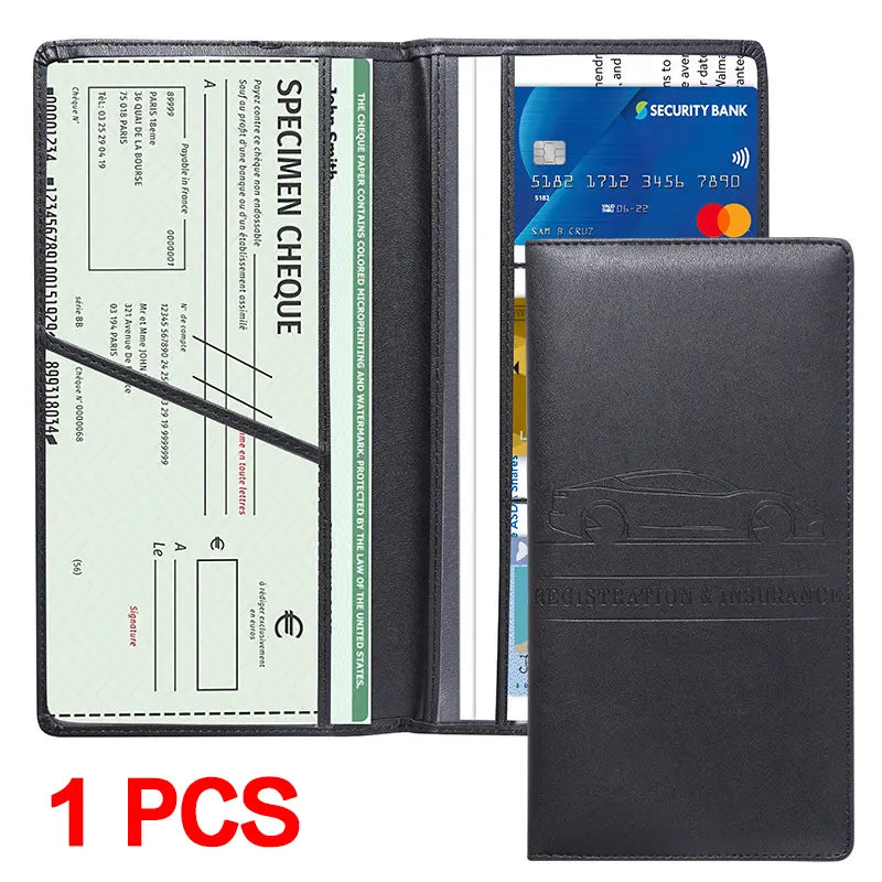 Car Document Holder - Magnetic Closure Organizer For Easy Access To Registration & Insurance Cards