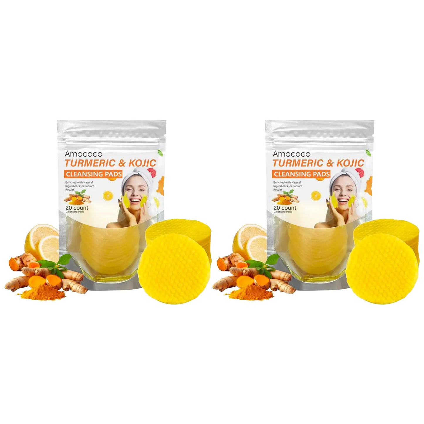 Brightening Cleansing Pads - Turmeric & Kojic Acid Formula For Fresh-Looking Glow