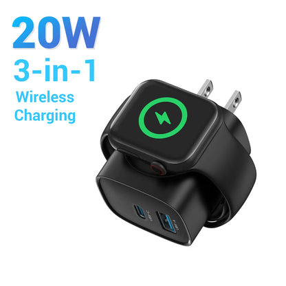 3-in-1 Apple Watch Charger - Built-In Magnetic Charging & 20W PD Power For A Cleaner Charging Setup