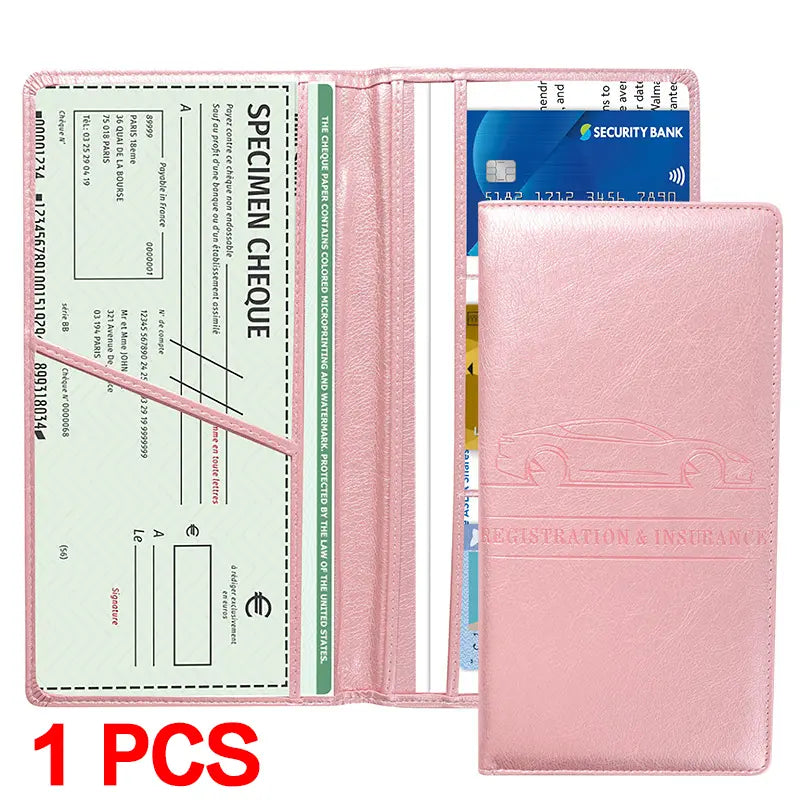 Car Document Holder - Magnetic Closure Organizer For Easy Access To Registration & Insurance Cards
