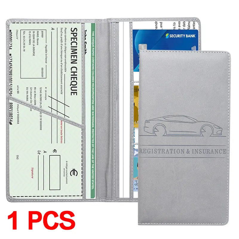 Car Document Holder - Magnetic Closure Organizer For Easy Access To Registration & Insurance Cards
