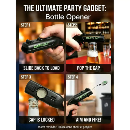 Bottle Opener Launcher - Spring Powered Cap Shooting Fun For Epic Parties