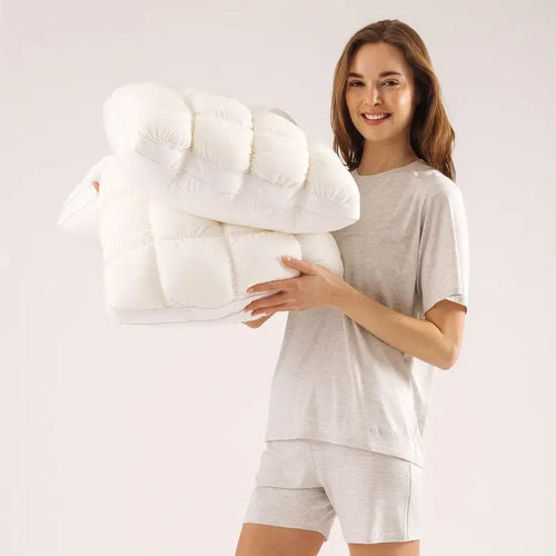 Quilted Puff Pillow – Soft Grid Design For Cloud-Like Sleep Comfort & Full Night Support
