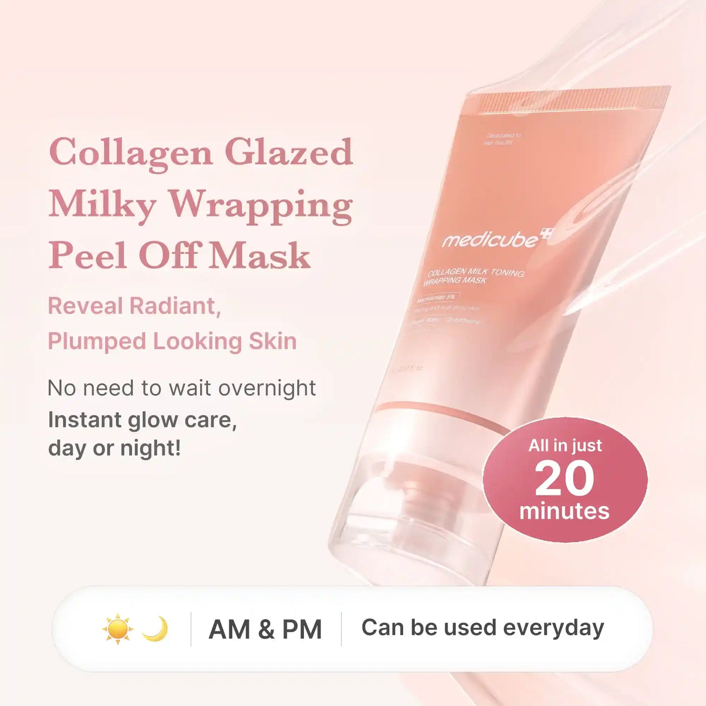 Collagen Milky Wrapping Mask - Overnight Film-Forming Sleep Treatment for Peel-Off Glazed Glow and Glass Skin
