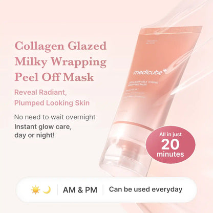 Collagen Milky Wrapping Mask - Overnight Film-Forming Sleep Treatment for Peel-Off Glazed Glow and Glass Skin