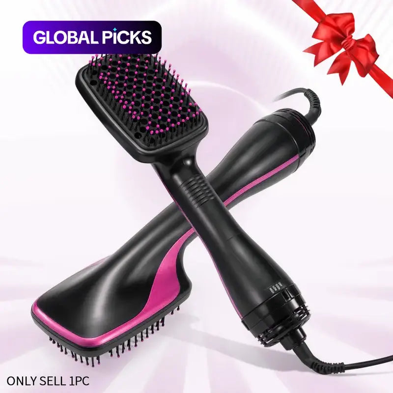 2-in-1 Hair Dryer Brush - Hot Air & Negative Ion Technology For Smooth Voluminous Hair