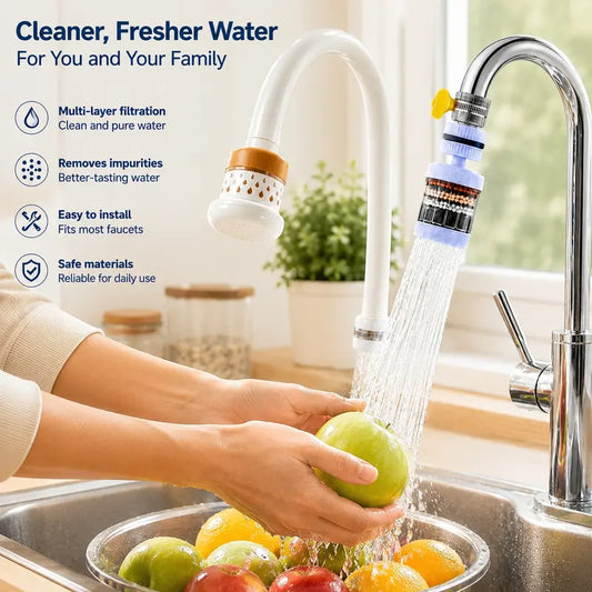 360° Rotatable Faucet Filter – 6-Layer Filtration For Cleaner, Splash-Free Kitchen Washing