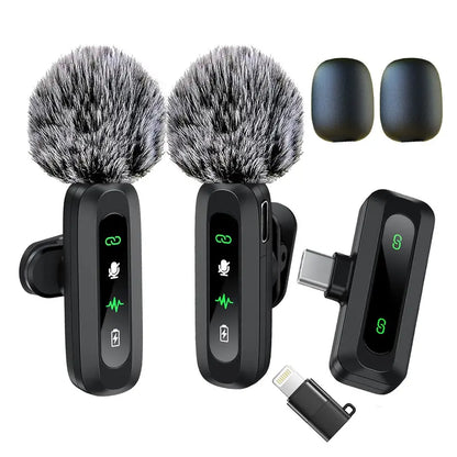 Wireless Lavalier Microphone - Dual Mic System For Clear Phone Video Recording