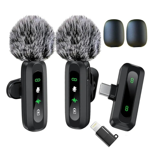 Wireless Lavalier Microphone - Dual Mic System For Clear Phone Video Recording