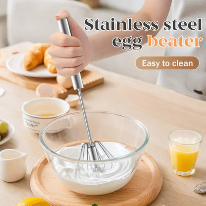 Hand-Push Rotary Whisk - Gear-Driven Stainless Steel Mixer For Fast, Effortless Frothing & Blending