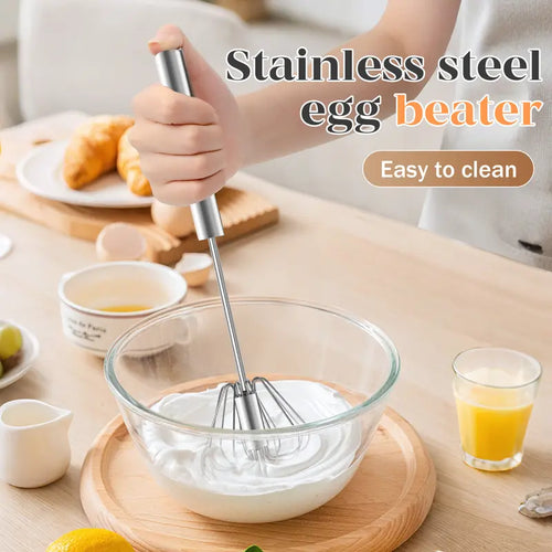 Hand-Push Rotary Whisk - Gear-Driven Stainless Steel Mixer For Fast, Effortless Frothing & Blending