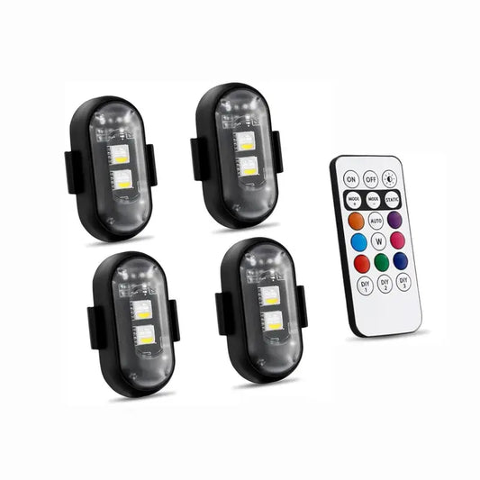 RGB LED Strobe Light Kit - Wireless Remote Multi-Mode Flashing For Night Riding Visibility & Safety Upgrade