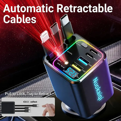 Car Power Station - Galaxy LED Projection & Retractable Cables For A Futuristic Drive