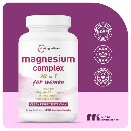 Simplify Your Daily Magnesium Routine--A 20-in-1 women's magnesium blend combining essential minerals and wellness ingredients in one easy daily formula.