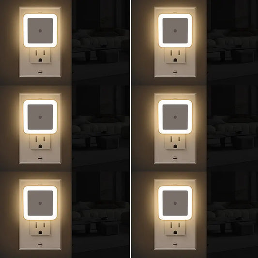 Plug-In Night Light 6-Pack - Auto Sensor Glow Frame For Safer Night Walks