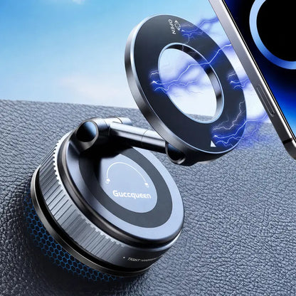Magnetic Car Phone Holder - Foldable Arm & Vacuum Suction Base For Stable Hands-Free Navigation