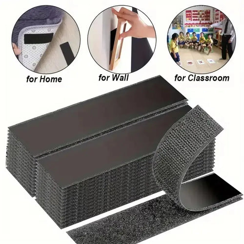 Heavy Duty Hook & Loop Strips - Strong Self-Adhesive Hold For Easy Organization