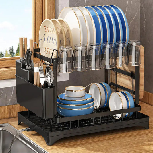 Clear the Counter: The Ultimate 2-Tier Smart-Draining Dish Rack