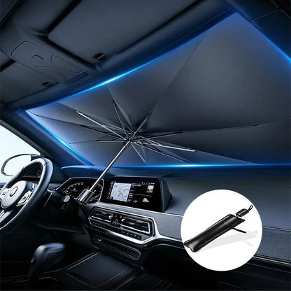 Foldable Windshield Sunshade Umbrella - Pop-Up Design For Instant Car Interior Heat & UV Protection