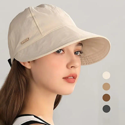 Wide Brim Ponytail Sun Hat - UPF 50+ Shade For No Hat Hair Comfort