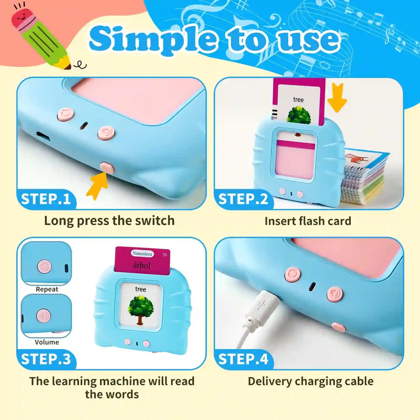 Talking Flash Cards Early Learning Toy — 224 Sight Words Audio