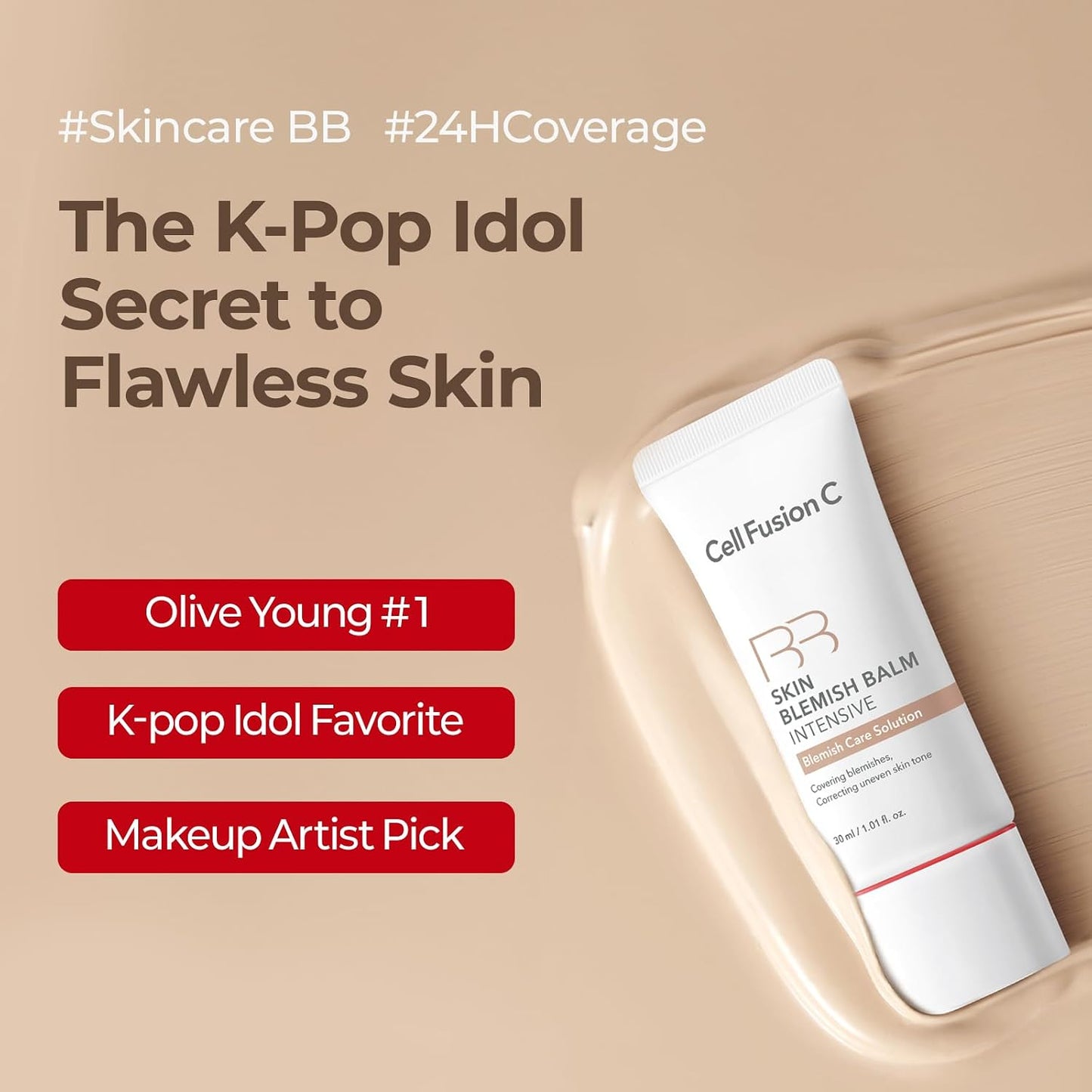 Korean BB Cream - Ceramide & Peptide Formula For Natural Skin Coverage