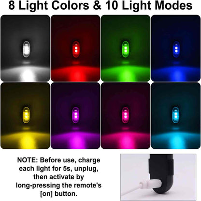 RGB LED Strobe Light Kit - Wireless Remote Multi-Mode Flashing For Night Riding Visibility & Safety Upgrade