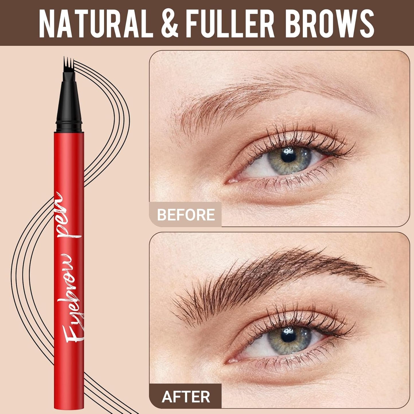 Eyebrow Pen - 4-Tip Hair-Like Strokes For Natural Fuller Brows
