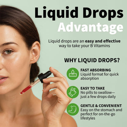 Liquid Vitamin B12 Drops - High Potency B-Complex Formula For Daily Energy Support