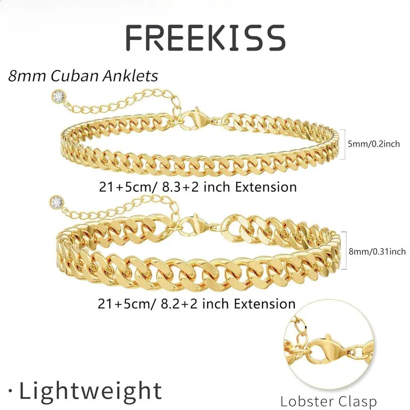 Chunky Chain Anklet - Layered Waterproof Design For Effortless Summer Style