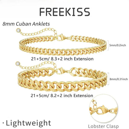 Chunky Chain Anklet - Layered Waterproof Design For Effortless Summer Style