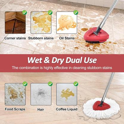 Spin Mop Replacement Kit - Microfiber Heads & Scrub Brushes For Deep Floor Cleaning
