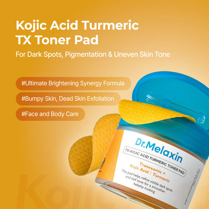 Kojic Acid Toner Pads - TX Brightening Formula For Dark Spots & Uneven Skin Tone