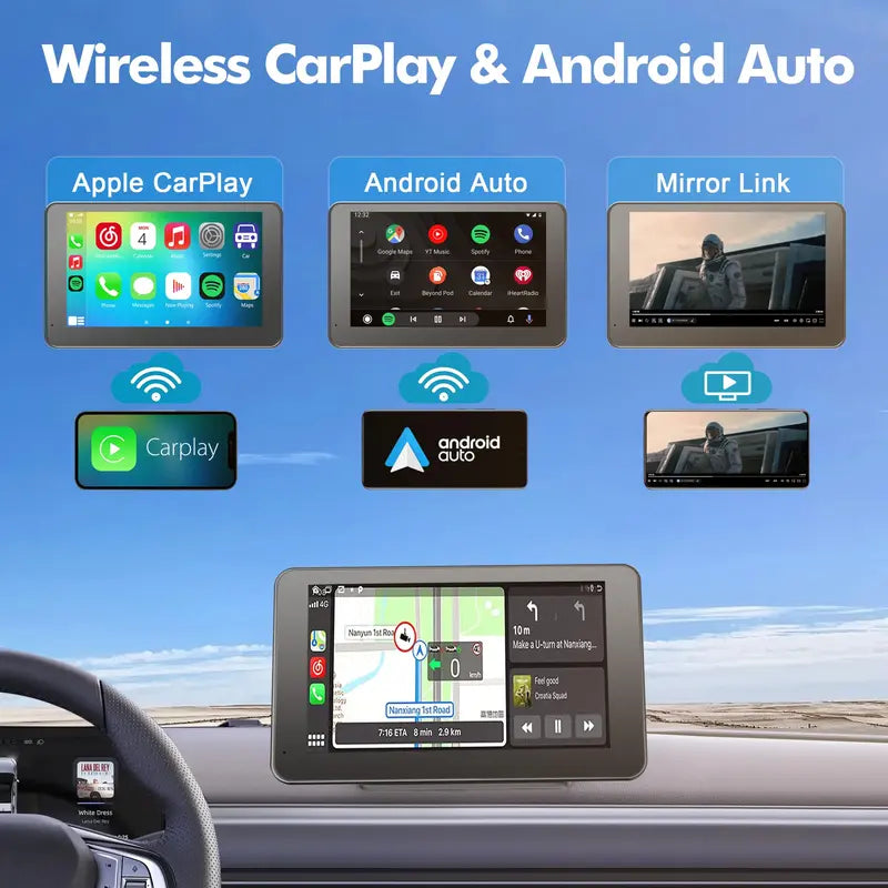 Wireless CarPlay & Android Auto Screen with HD Backup Camera