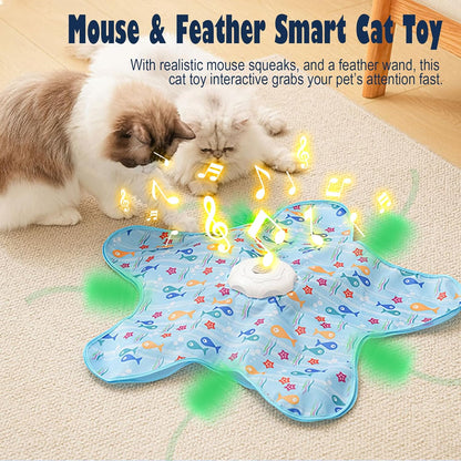 Interactive Cat Toy - Motion-Activated Hide & Seek Feather System For Indoor Cat Stimulation