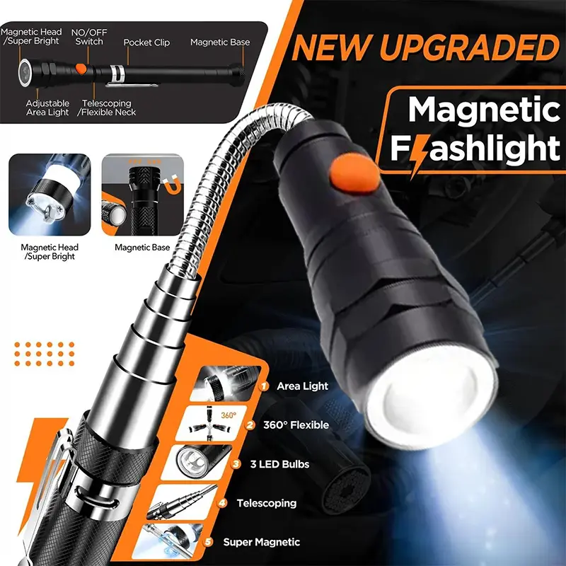 Magnetic Pickup Tool - Extendable LED Reach For Hard-To-Reach Items