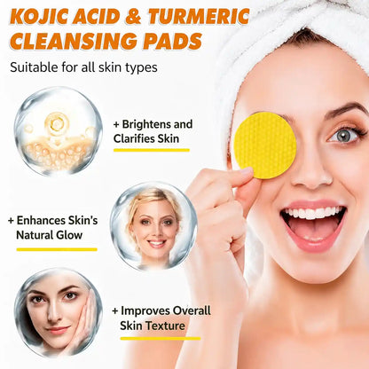 Brightening Cleansing Pads - Turmeric & Kojic Acid Formula For Fresh-Looking Glow