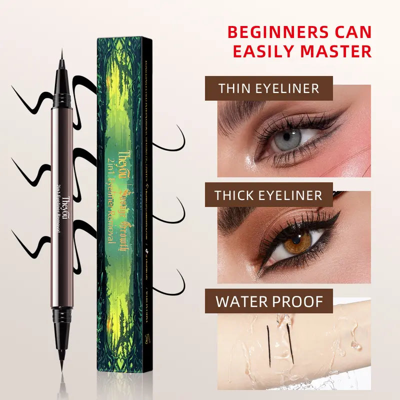 Dual Tip Liquid Eyeliner - 2-in-1 Precision Design For Effortless Eye Looks