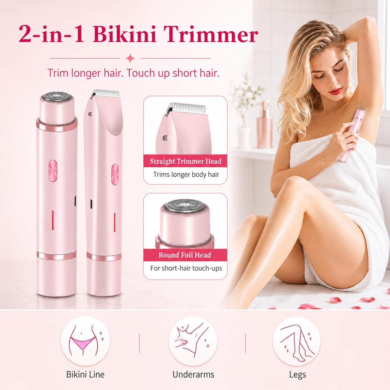 Women’s 2-in-1 Electric Shaver & Trimmer – Titanium-Ceramic Dual Grooming for Smooth Full-Body Care