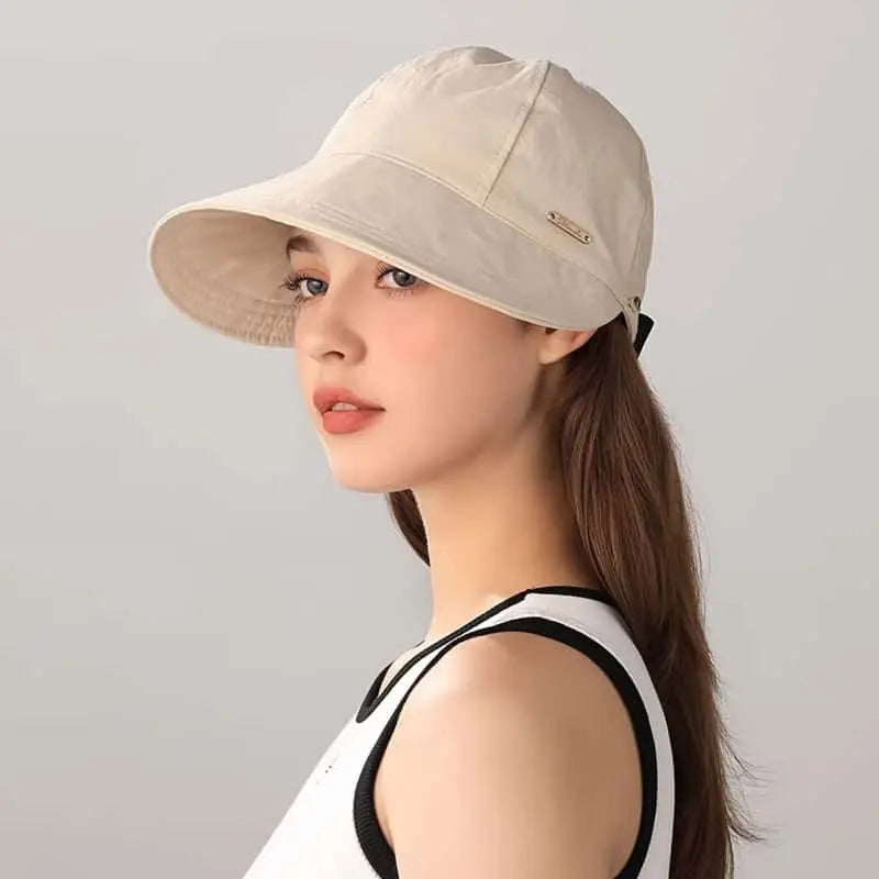 Wide Brim Ponytail Sun Hat - UPF 50+ Shade For No Hat Hair Comfort